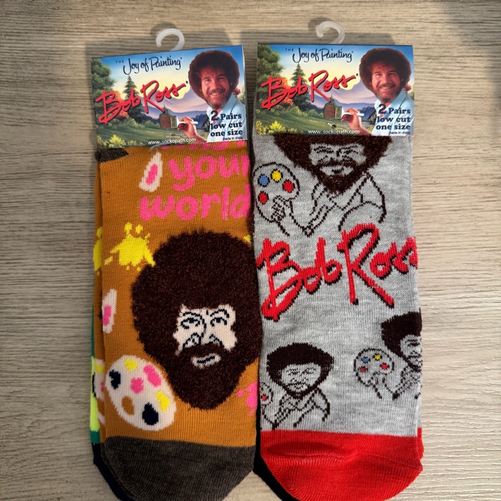 Bob Ross Joy of Painting Unisex Low Cut Socks Set of 4 - NEW